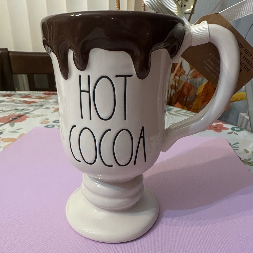 Rae Dunn Hot Cocoa Mug with Brown Drip Design